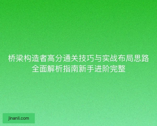 桥梁构造者高分通关技巧与实战布局思路全面解析指南新手进阶完整
